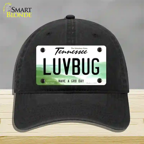 Love Bug Novelty License Plate Hat Tag Unconstructed Cotton / Black