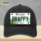 Be Happy Novelty License Plate Hat Tag Unconstructed Cotton / Black