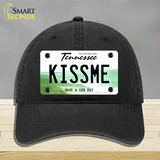 Kiss Me Novelty License Plate Hat Tag Unconstructed Cotton / Black