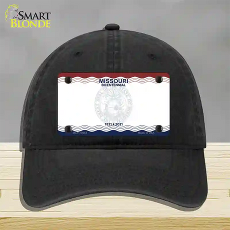 Missouri Bicentennial State Blank Novelty License Plate Hat Unconstructed Cotton / Black