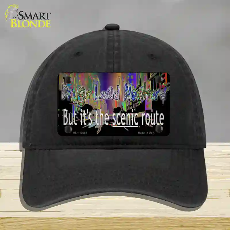 Drugs Lead Nowhere Novelty License Plate Hat Tag Unconstructed Cotton / Black