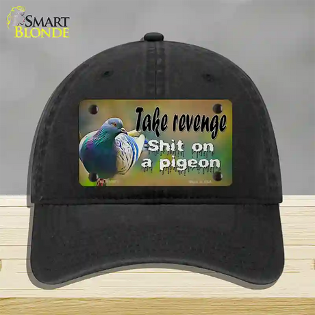 Shit On A Pigeon Novelty License Plate Hat Tag Unconstructed Cotton / Black