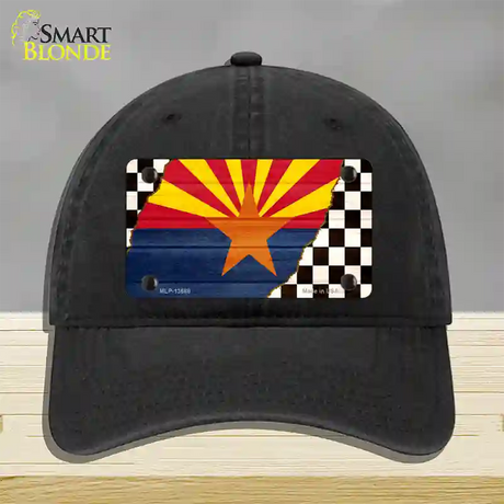 Arizona Racing Flag Novelty License Plate Hat Tag Unconstructed Cotton / Black