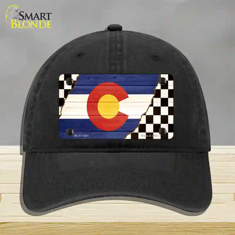 Colorado Racing Flag Novelty License Plate Hat Tag Unconstructed Cotton / Black