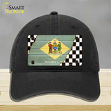 Delaware Racing Flag Novelty License Plate Hat Tag Unconstructed Cotton / Black