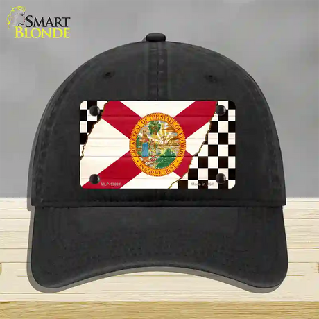 Florida Racing Flag Novelty License Plate Hat Tag Unconstructed Cotton / Black