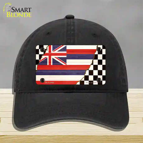 Hawaii Racing Flag Novelty License Plate Hat Tag Unconstructed Cotton / Black