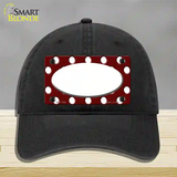 White Burgundy Polka Dot White Center Oval Novelty License Plate Hat Unconstructed Cotton / Black