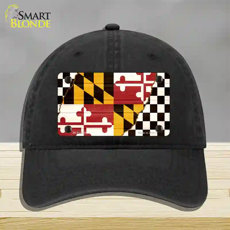 Maryland Racing Flag Novelty License Plate Hat Tag Unconstructed Cotton / Black