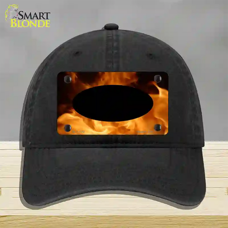 Real Flame With Black Center Oval Novelty License Plate Hat Unconstructed Cotton / Black