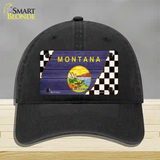 Montana Racing Flag Novelty License Plate Hat Tag Unconstructed Cotton / Black