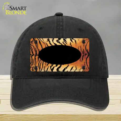 Tiger With Black Center Oval Novelty License Plate Hat Unconstructed Cotton / Black