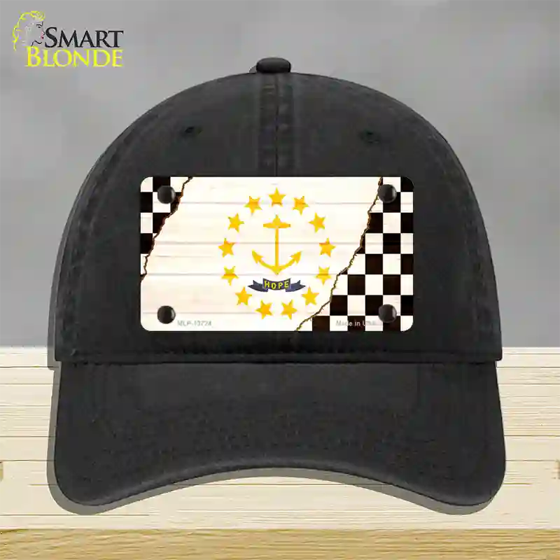 Rhode Island Racing Flag Novelty License Plate Hat Tag Unconstructed Cotton / Black