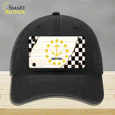 Rhode Island Racing Flag Novelty License Plate Hat Tag Unconstructed Cotton / Black