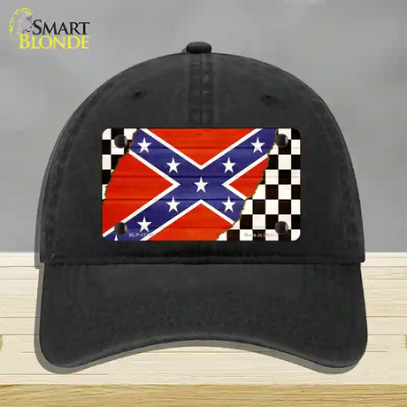 Confederate Racing Flag Novelty License Plate Hat Tag Unconstructed Cotton / Black