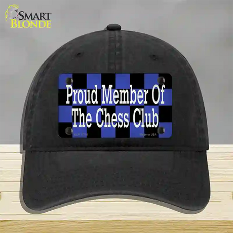 Chess Club Member Novelty License Plate Hat Tag Unconstructed Cotton / Black