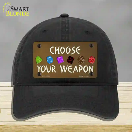 Choose Your Weapon Novelty License Plate Hat Tag Unconstructed Cotton / Black