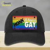 Honk If Youre Gay Novelty License Plate Hat Tag Unconstructed Cotton / Black