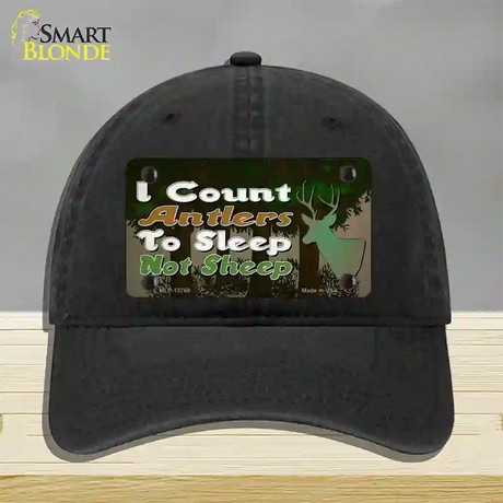 I Count Antlers To Sleep Novelty License Plate Hat Tag Unconstructed Cotton / Black