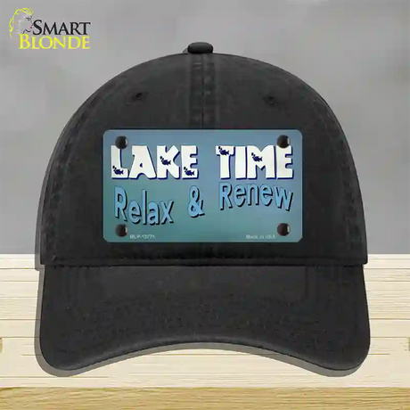 Lake Time Novelty License Plate Hat Tag Unconstructed Cotton / Black