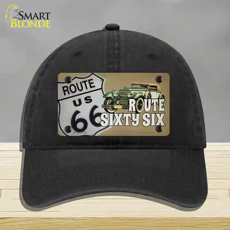 Route Sixty Six Novelty License Plate Hat Tag Unconstructed Cotton / Black