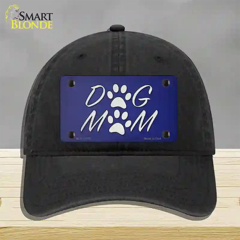 Dog Mom Novelty License Plate Hat Tag Unconstructed Cotton / Black