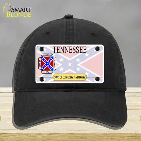 Tennessee Sons Of Confederate Novelty License Plate Hat Unconstructed Cotton / Black