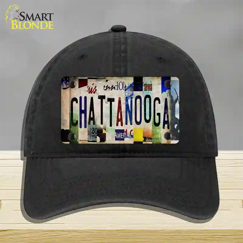 Chattanooga Strip Art Novelty License Plate Hat Tag Unconstructed Cotton / Black