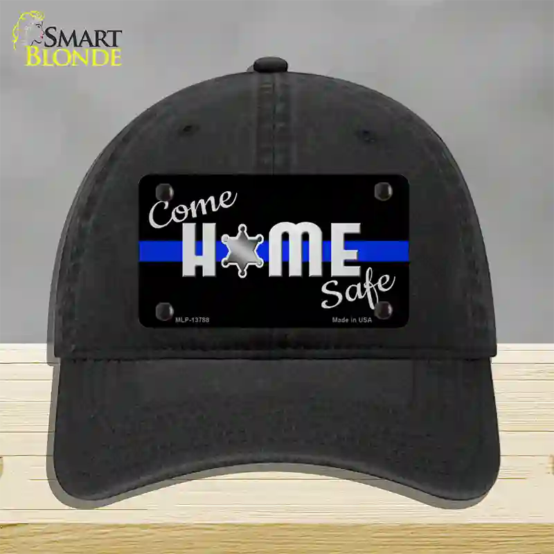 Come Home Safe Novelty License Plate Hat Tag Unconstructed Cotton / Black