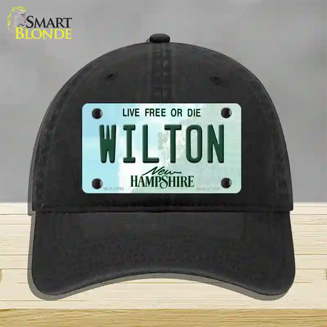 Wilton New Hampshire Novelty License Plate Hat Tag Unconstructed Cotton / Black