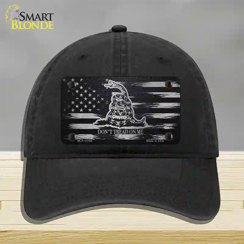 Dont Tread On Me Distressed Flag Novelty License Plate Hat Unconstructed Cotton / Black