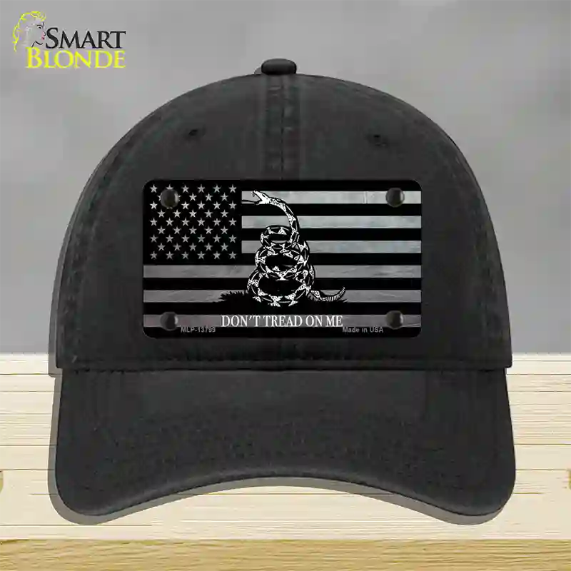 Dont Tread On Me American Flag Novelty License Plate Hat Unconstructed Cotton / Black