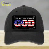 One Nation Under God Novelty License Plate Hat Unconstructed Cotton / Black