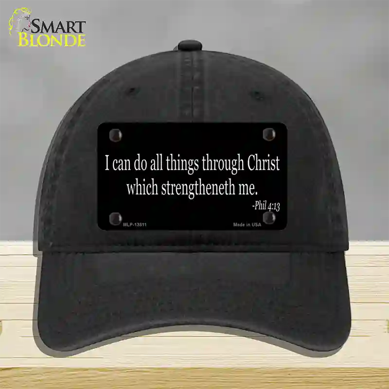 Phil 4 13 Bible Verse Novelty License Plate Hat Tag Unconstructed Cotton / Black