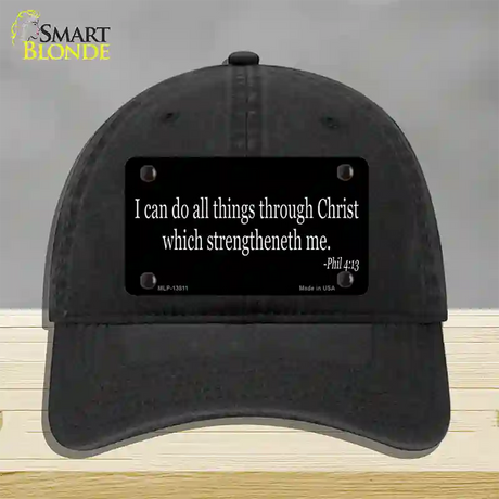 Phil 4 13 Bible Verse Novelty License Plate Hat Tag Unconstructed Cotton / Black