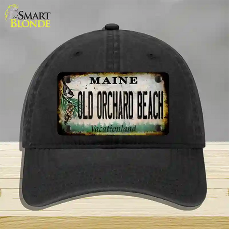 Old Orchard Beach Maine Rusty Novelty License Plate Hat Tag Unconstructed Cotton / Black