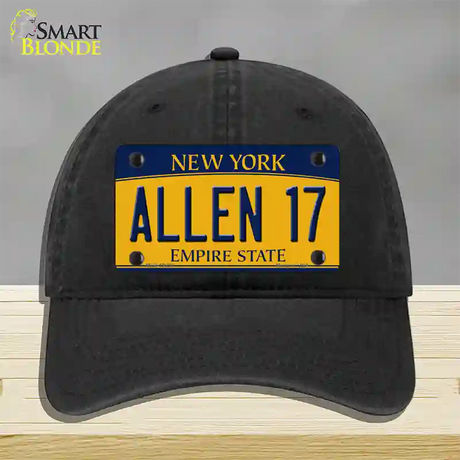 Allen 17 New York Novelty License Plate Hat Tag Unconstructed Cotton / Black