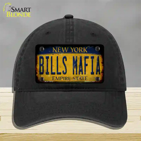 Bills Mafia New York Yellow Rusty Novelty License Plate Hat Tag Unconstructed Cotton / Black