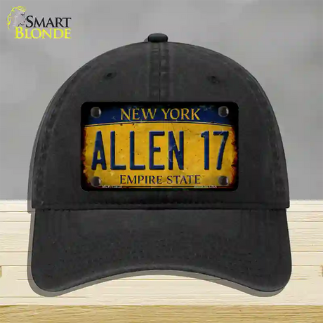 Allen 17 New York Yellow Novelty License Plate Hat Tag Unconstructed Cotton / Black