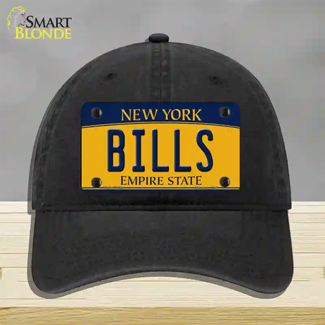 Bills NY Yellow Novelty License Plate Hat Tag Unconstructed Cotton / Black