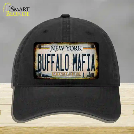 Buffalo Mafia Excelsior New York Rusty Novelty License Plate Hat Tag Unconstructed Cotton / Black