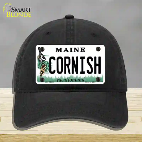 Cornish Maine Novelty License Plate Hat Tag Unconstructed Cotton / Black