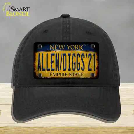 Allen Diggs 21 NY Yellow Rusty Novelty License Plate Hat Tag Unconstructed Cotton / Black