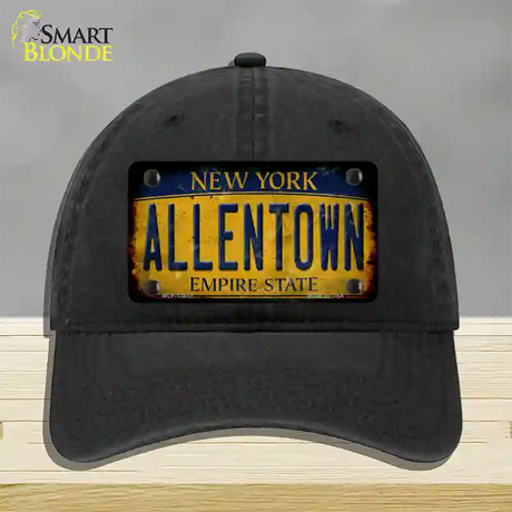 Allentown NY Yellow Rusty Novelty License Plate Hat Tag Unconstructed Cotton / Black