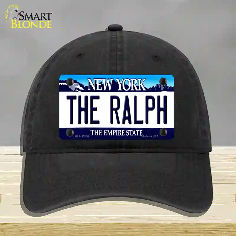 The Ralph NY Blue Novelty License Plate Hat Tag Unconstructed Cotton / Black