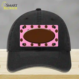 Brown Pink Polka Dot Brown Center Oval Novelty License Plate Hat Unconstructed Cotton / Black