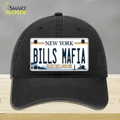 Bills Mafia NY Excelsior Novelty License Plate Hat Tag Unconstructed Cotton / Black