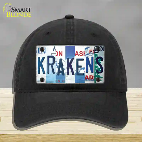 Krakens Strip Art Novelty License Plate Hat Tag Unconstructed Cotton / Black