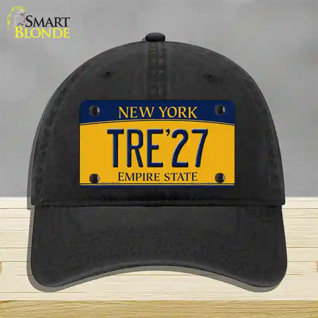 Tre 27 New York Yellow Novelty License Plate Hat Tag Unconstructed Cotton / Black