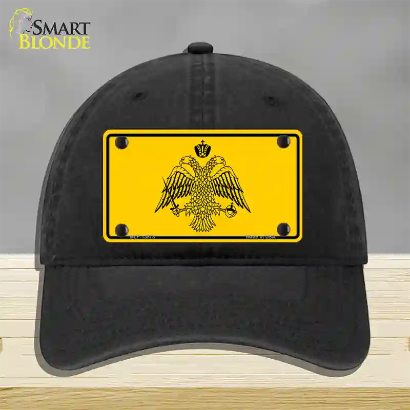 Byzantine Empire Flag Yellow Novelty License Plate Hat Tag Unconstructed Cotton / Black